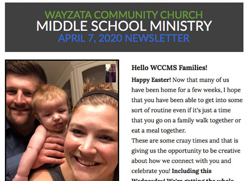 Middle School Ministry Newsletter – April 7